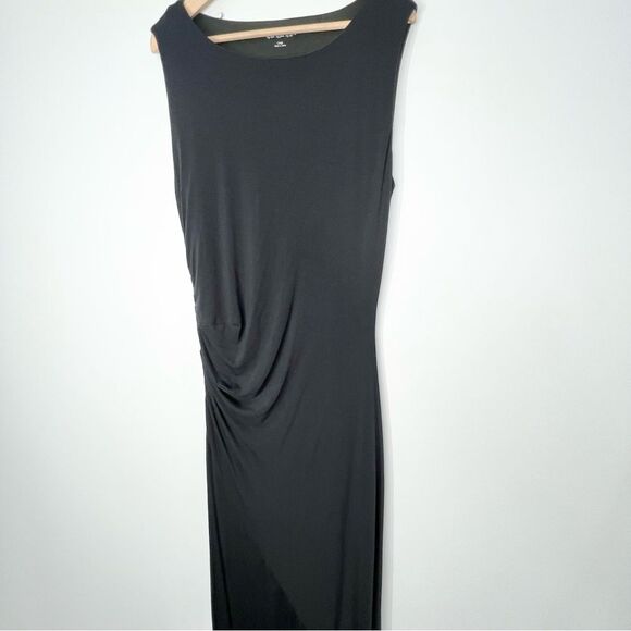Soft Surroundings Here To Infinity Maxi Dress Sleeveless Black Side Ruching L - Picture 4 of 11